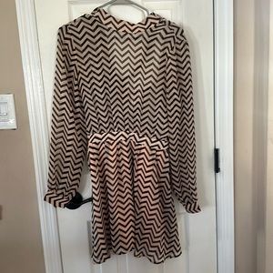 Semi sheer A line mini dress pink / black size S